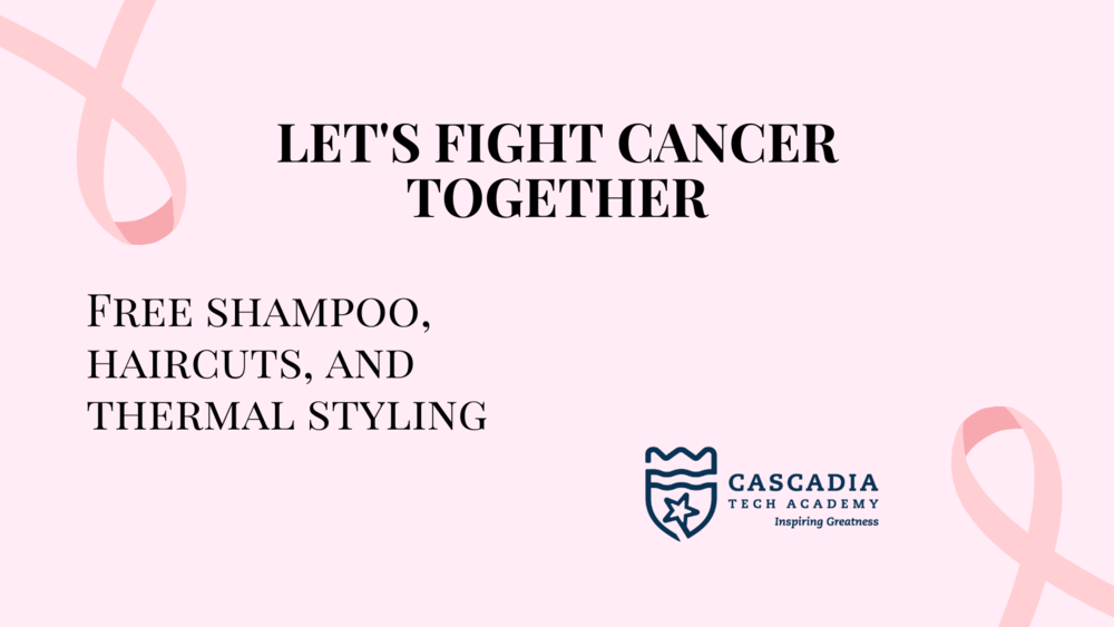 Free hair services with pink cancer ribbons